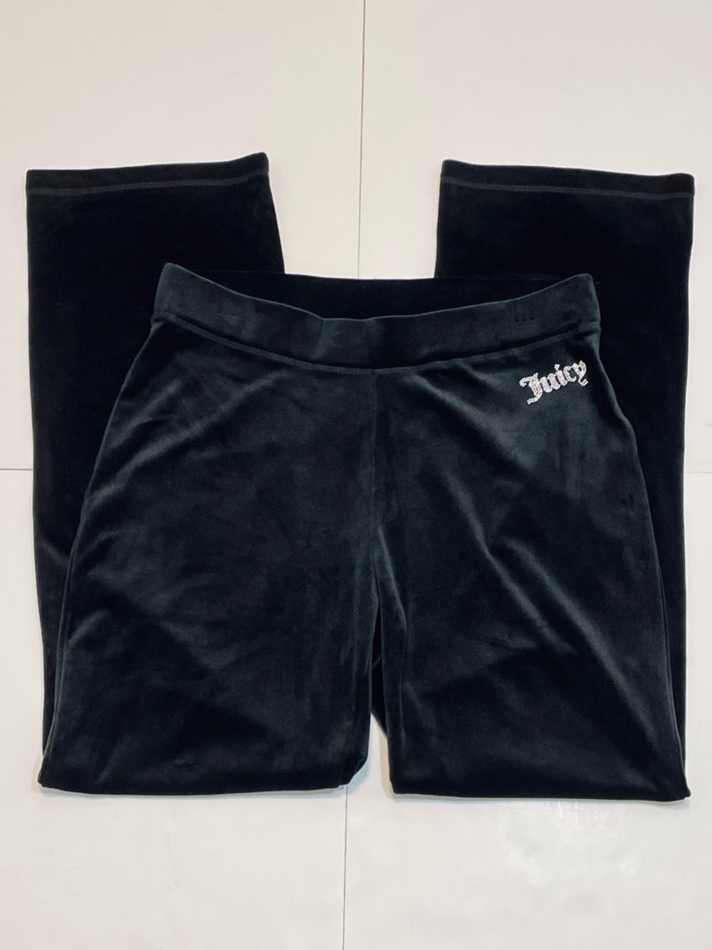 NWOT Juicy Couture Bling Black Velour Track Pants Women’s Size M